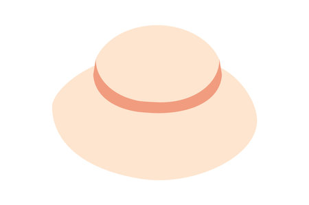 Mushroom Hat with band. Summer Head Fashion accessory cap with wide brim clothing technical illustration. Vector headgear for Men, women, unisex style, flat template CAD mockup sketch outline isolatedのイラスト素材