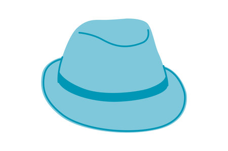 Fedora Hat with band. Head Fashion accessory cap with narrow brim clothing technical illustration. Vector headgear for Men, women, unisex style, flat template CAD mockup sketch outline isolatedのイラスト素材