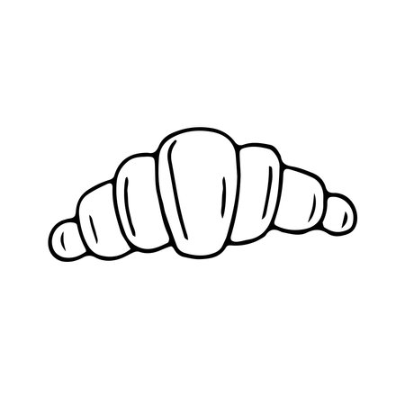 French cake croissant vector hand drawing doodle illustrationのイラスト素材