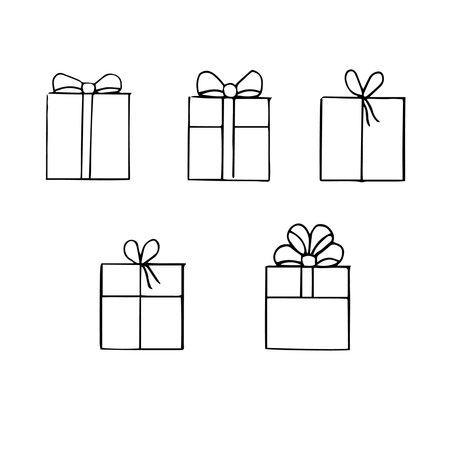 Set of gift boxes vector doodle illustrationのイラスト素材