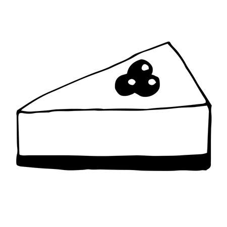 Cheesecake with blueberries vector illustration doodle hand drawnのイラスト素材