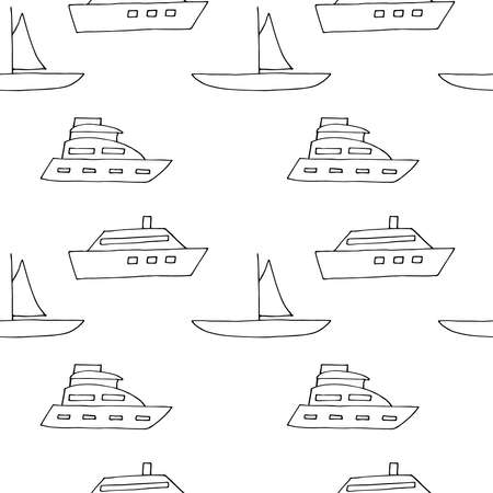 Seamless pattern boats vector illustration hand drawnのイラスト素材