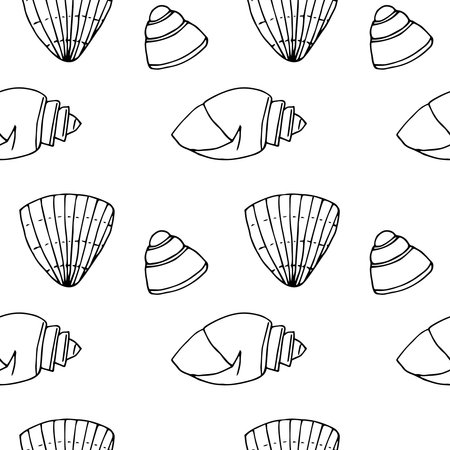 Seamless shell pattern vector illustration hand drawnのイラスト素材