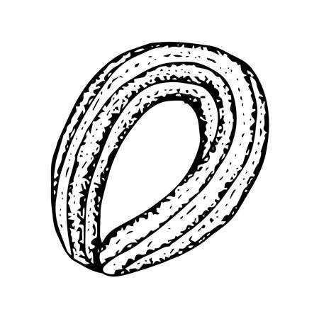 Churros in the form of a ring vector illustration hand drawing sketchのイラスト素材
