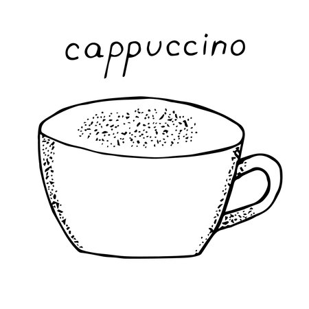 Coffee cappuccino hand drawing vector illustration sketchのイラスト素材