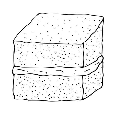 Lamington cake vector illustration hand drawing sketchのイラスト素材