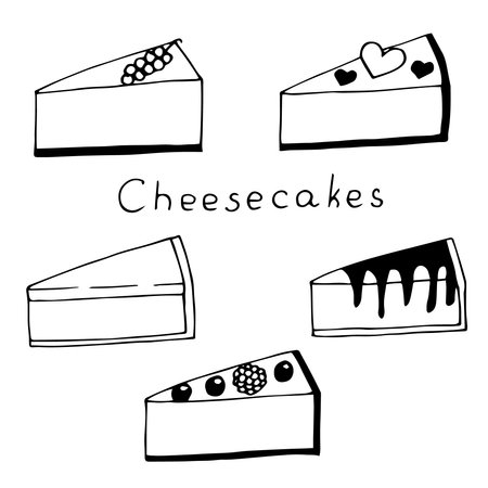 Cheescakes set vector illustration hand drawing sketchのイラスト素材