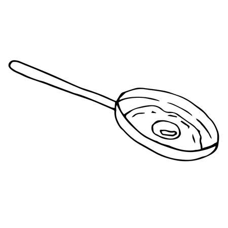 Frying pan with fried eggs vector illustration hand drawing doodleのイラスト素材