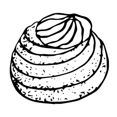 Zeppole Italian dessert vector illustration hand drawing sketchのイラスト素材