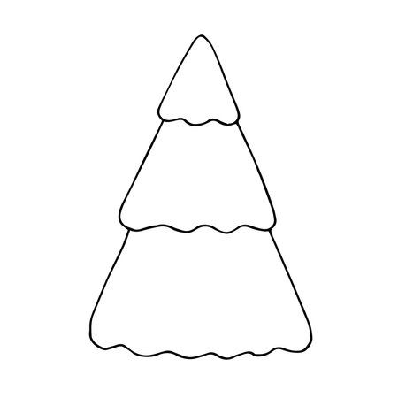 Christmas tree vector illustration, hand drawing doodleのイラスト素材