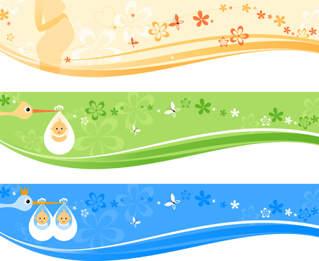 Beautiful set of baby banners. Vector illustration.のイラスト素材