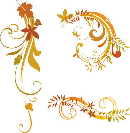 Vector autumn scrolls. Elements can be ungrouped for easy editing.のイラスト素材