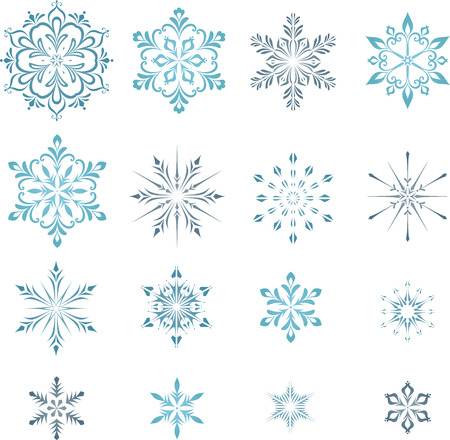 Christmas, winter snowflakes set.のイラスト素材
