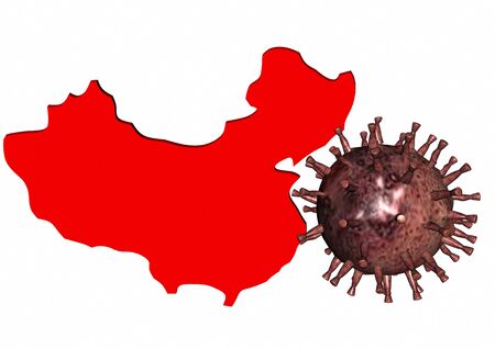 China and the virus. Coronavirus. Lungs. Spread The medicine. 2020. 3D renderingの写真素材