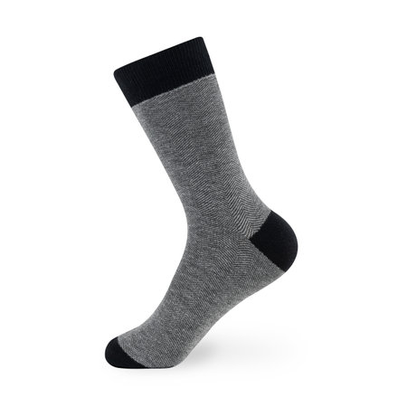 Isolated long gray men's sock on whiteの写真素材