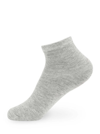 Isolated gray short sock on invisible mannequin foot on white background, side viewの写真素材
