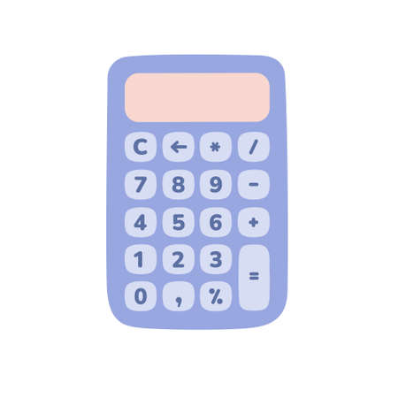 Vector illustration of calculator. Cute flat cartoon artwork for any purposes. Budget management concept design. Financial analytics. Budget calculation. Mathematics school conceptのイラスト素材