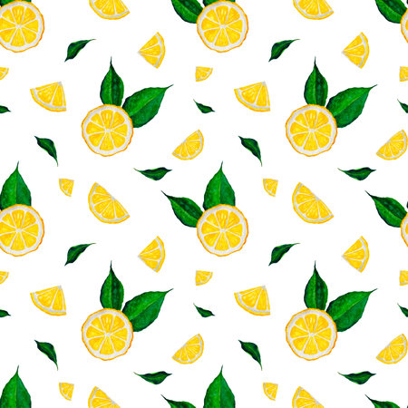 4055 Lemon Slice Seamless Watercolor Pattern Design Tracery Texture Wallpaper
