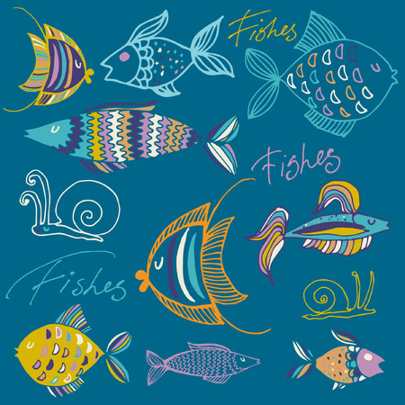 set of vector fishesのイラスト素材