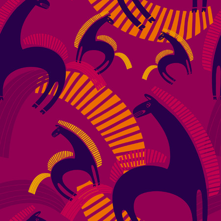 seamless pattern with horsesのイラスト素材