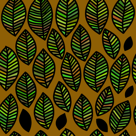 Scandinavian style. black and white seamless floral pattern, graphic autumn fallen leaves,のイラスト素材