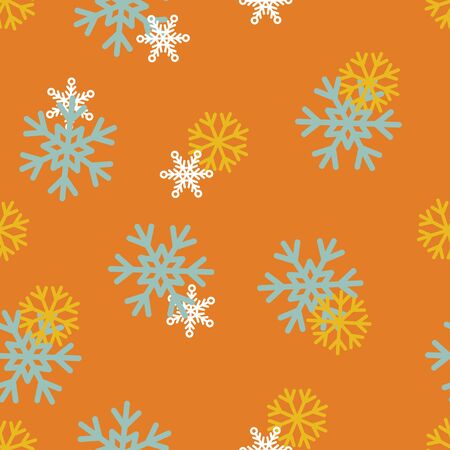 Vector Seamless Winter Pattern Background with Snowflakes on color Background. Can be used for textile, parer, scrapbooking, wrapping, web and print designのイラスト素材