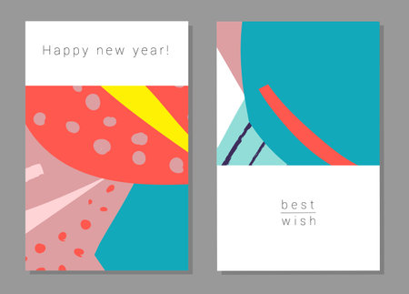 Set of artistic creative universal cards. Hand Drawn textures. Wedding, anniversary, birthday, merry...