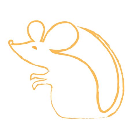 House Mouse - Linear Illustration Isolated on White Backgroundのイラスト素材