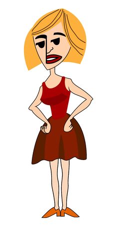 Angry Woman. Furious Girl. Negative Emotions. Bad Days. Bad Mood. Stressful Woman. Comic Background Vector illustrationのイラスト素材