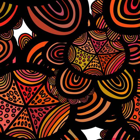 Black and white with orange geometric pattern, Finnish design. Seamless pattern Gorgeous seamless floral backgroundのイラスト素材