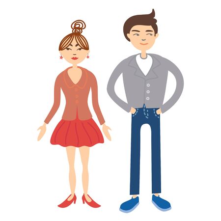 Couples Vector illustration. Set of people. Cartoon funny characters. fashion people. man and woman couples isolated on light background vector eps 10のイラスト素材