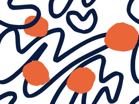 Seamless abstract doodle background pattern in bright summer positive colors. Hand-drawn abstract...