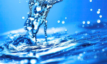 Abstract Splash of Water on a Blue Background , Generative AIの素材