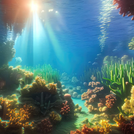 Underwater Colorful Background With Coral Reef. generative Aの素材
