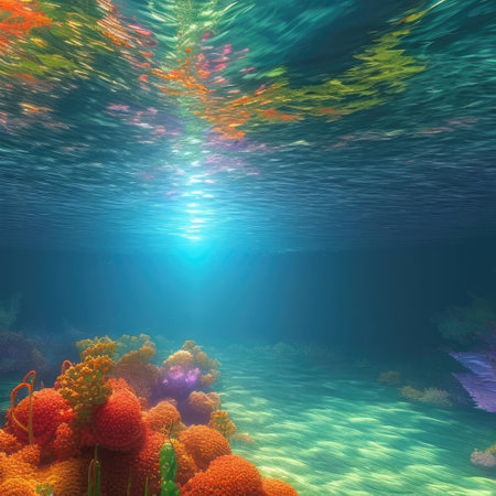 Underwater Colorful Background With Coral Reef. generative Aの素材