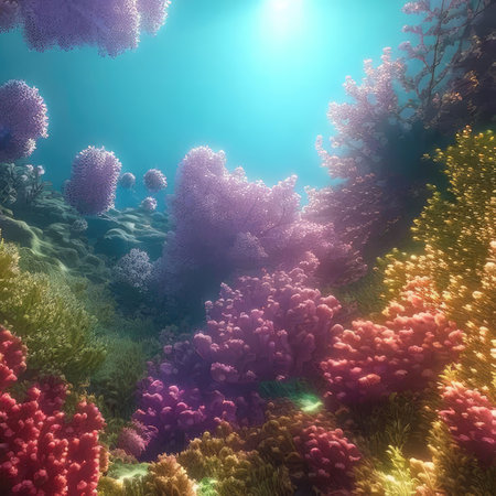 Underwater Colorful Background With Coral Reef. generative Aの素材