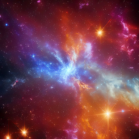 Space background with realistic nebula and shining stars. Generative AIの素材