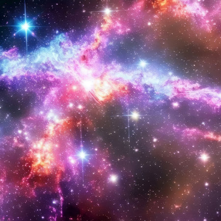 Space background with realistic nebula and shining stars. Generative AIの素材