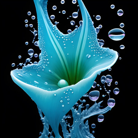 Amazing Lilly with water splash and drops isolated, generative aiの素材