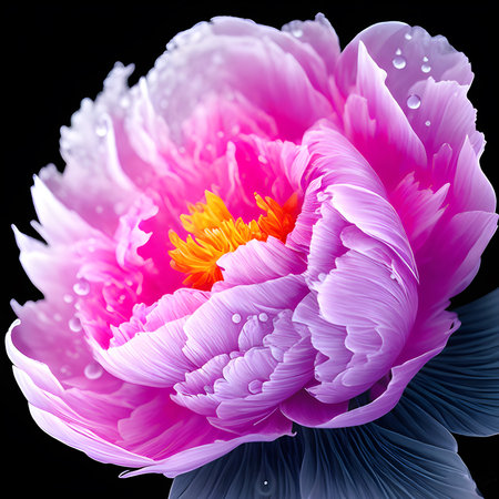 Amazing Peony with water splash and drops isolated, generative aiの素材