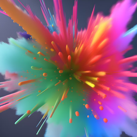 Colorful powder explosion in the air, vibrant festival of Holi. generative aiの素材