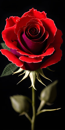 Creative illustration of a Rose in black background. Generative AIの素材