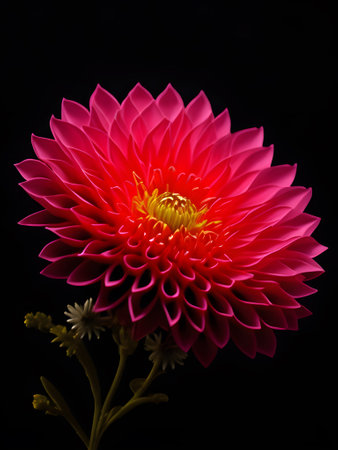 Creative illustration of a Chrysanthemum in black background. Generative AIの素材