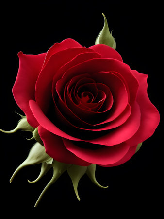 Creative illustration of a Rose in black background. Generative AIの素材