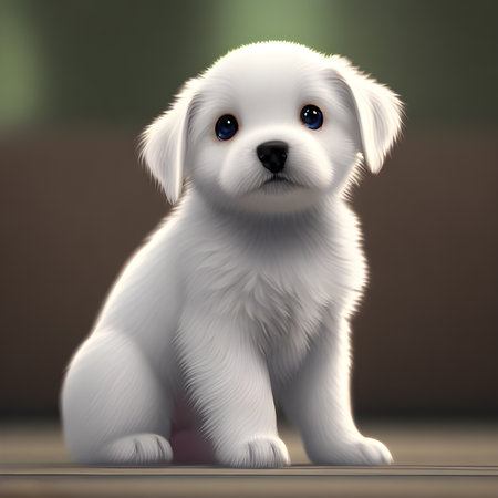 Cute tiny little puppy cub illustration, Generative AIの素材