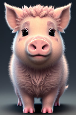 Cute adorable little pig cub illustration, Generative AIの素材
