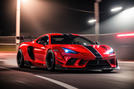 sport car racing in the city, street racer concept. Generative AIの素材