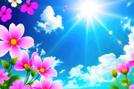 Beautiful nature summer background with flowersの素材