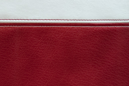 Red and white  leather texture with a  seamの写真素材