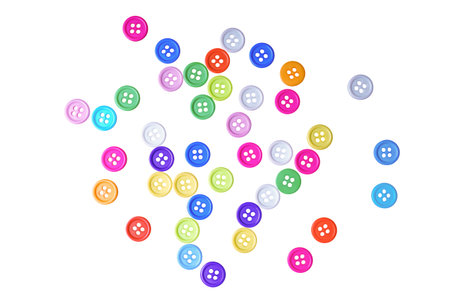 Set of colorful sewing shirt buttons isolated on white background. Decorative variouse color...